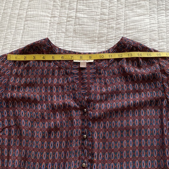 ROZ & ALI Long Sleeve Burgundy and Navy Blouse - Picture 8 of 15